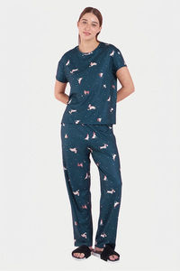 Sweet Dreams Animal Printed Pyjama Set - Green — thumbnail 5