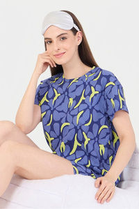 Sweet Dreams Geometric Printed Short Set - Navy — thumbnail 1