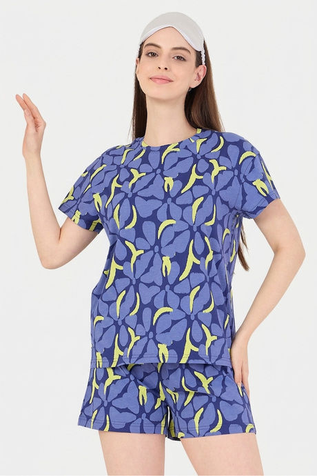 Sweet Dreams Geometric Printed Short Set - Navy — image 3