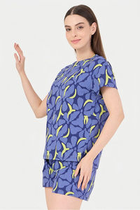 Sweet Dreams Geometric Printed Short Set - Navy — thumbnail 5