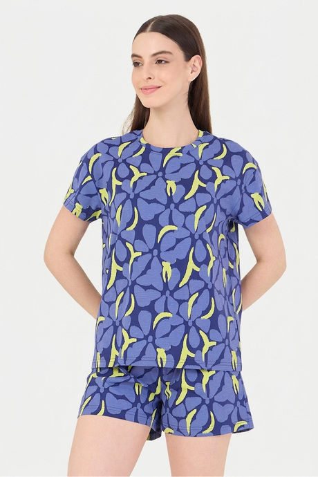 Sweet Dreams Geometric Printed Short Set - Navy — image 6