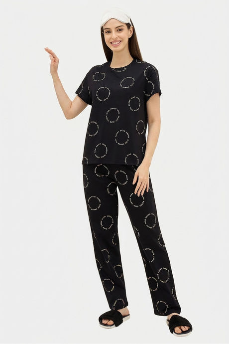 Sweet Dreams Typographic Printed Pyjama Set - Black — image 3