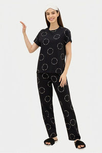 Sweet Dreams Typographic Printed Pyjama Set - Black — thumbnail 3
