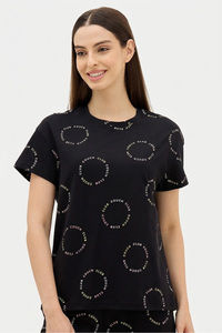 Sweet Dreams Typographic Printed Pyjama Set - Black — thumbnail 4