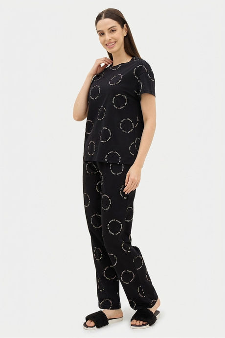 Sweet Dreams Typographic Printed Pyjama Set - Black — image 6