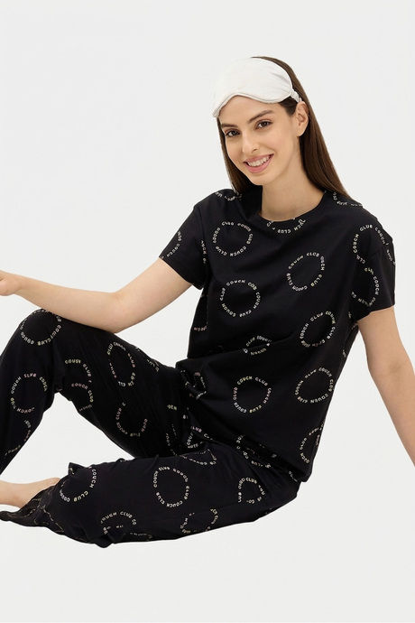Sweet Dreams Typographic Printed Pyjama Set - Black — image 7