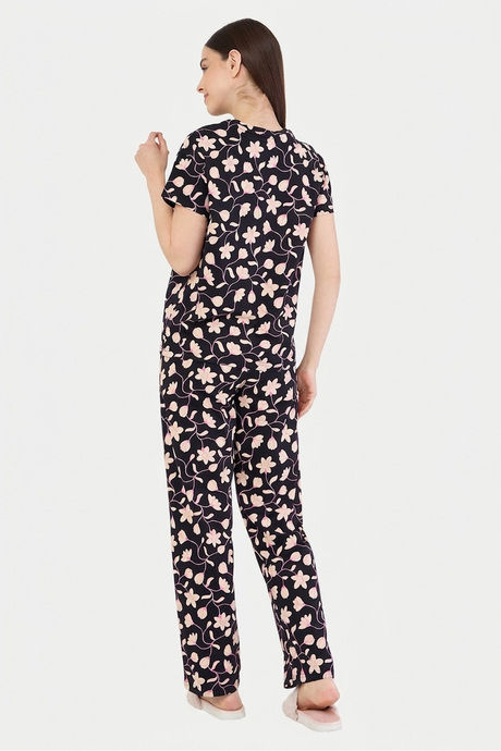 Sweet Dreams Floral Printed Pyjama Set - Black — image 2