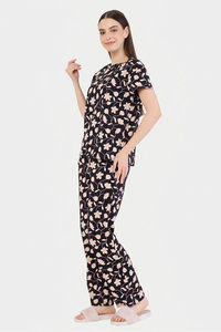 Sweet Dreams Floral Printed Pyjama Set - Black — thumbnail 5