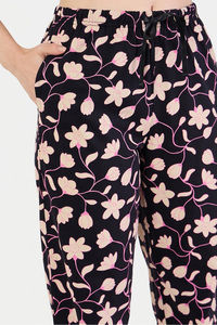 Sweet Dreams Floral Printed Pyjama Set - Black — thumbnail 7