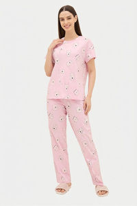 Sweet Dreams Animal Printed Pyjama Set - Pink — thumbnail 1