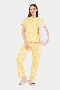 Sweet Dreams Floral Printed Pyjama Set - Yellow — thumbnail 1