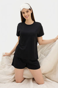 Sweet Dreams Solid Short Set - Black — thumbnail 1