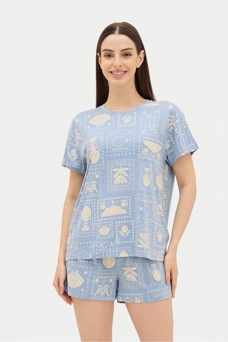 Sweet Dreams Printed Short Set - Blue — image 4