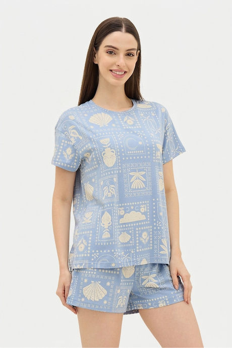 Sweet Dreams Printed Short Set - Blue — image 5