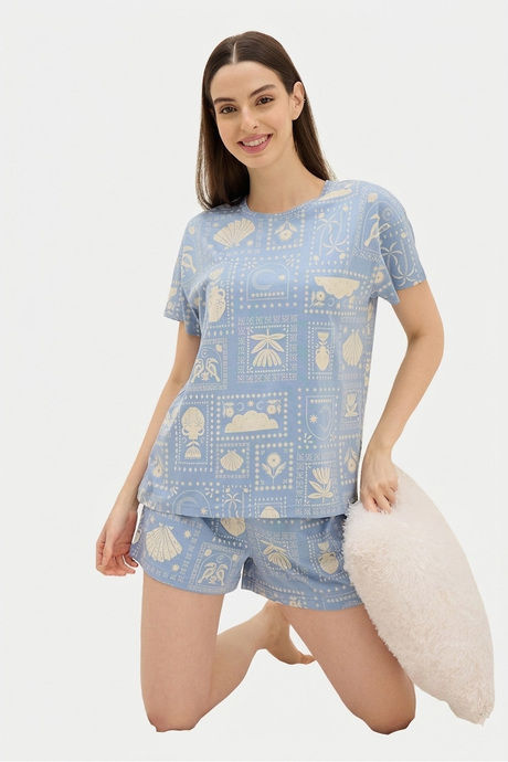 Sweet Dreams Printed Short Set - Blue — image 7