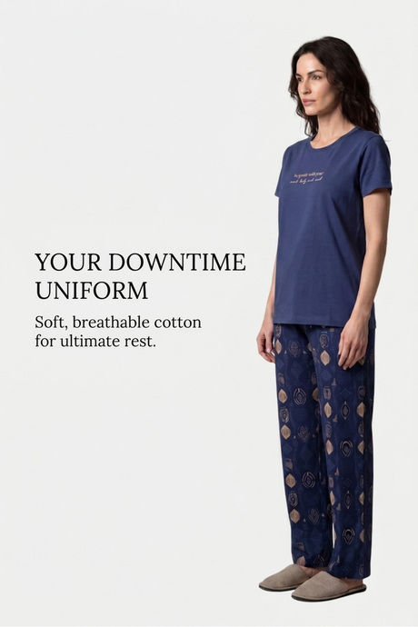 Sweet Dreams Typographic Printed Pyjama Set - Navy — image 5