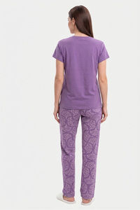 Sweet Dreams Graphic Printed Pyjama Set - Plum — thumbnail 2