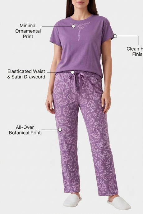 Sweet Dreams Graphic Printed Pyjama Set - Plum — image 4