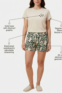 Sweet Dreams Graphic Printed Short Set - Butter — thumbnail 4