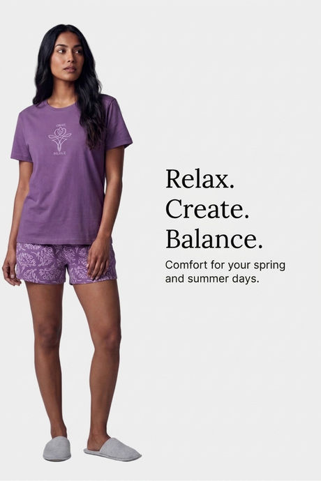 Sweet Dreams Graphic Printed Short Set - Plum — image 5