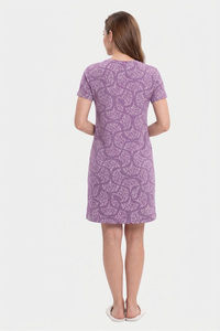 Sweet Dreams Printed Short Nightdress - Plum — thumbnail 2