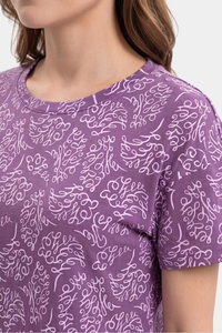 Sweet Dreams Printed Short Nightdress - Plum — thumbnail 4