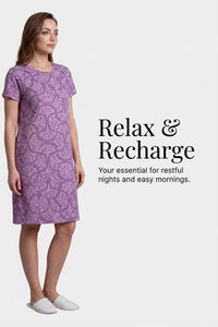 Sweet Dreams Printed Short Nightdress - Plum — thumbnail 6
