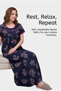 Sweet Dreams Printed Full Length Nightdress - Green — thumbnail 5