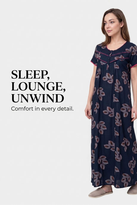 Sweet Dreams Printed Full Length Nightdress - Green — image 6