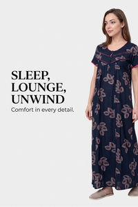 Sweet Dreams Printed Full Length Nightdress - Green — thumbnail 6