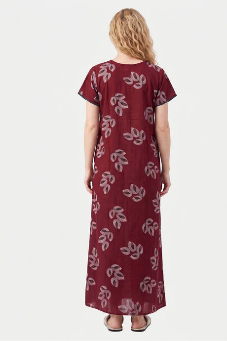 Sweet Dreams Printed Full Length Nightdress - Maroon — image 2