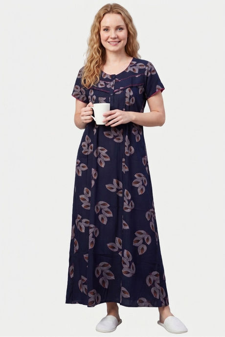 Sweet Dreams Printed Full Length Nightdress - Navy — image 3