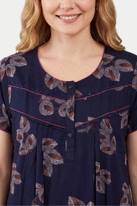 Sweet Dreams Printed Full Length Nightdress - Navy — thumbnail 4