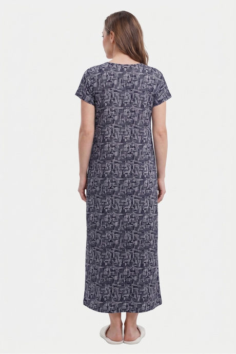 Sweet Dreams Abstract Printed Full Length Nightdress - Navy — image 2