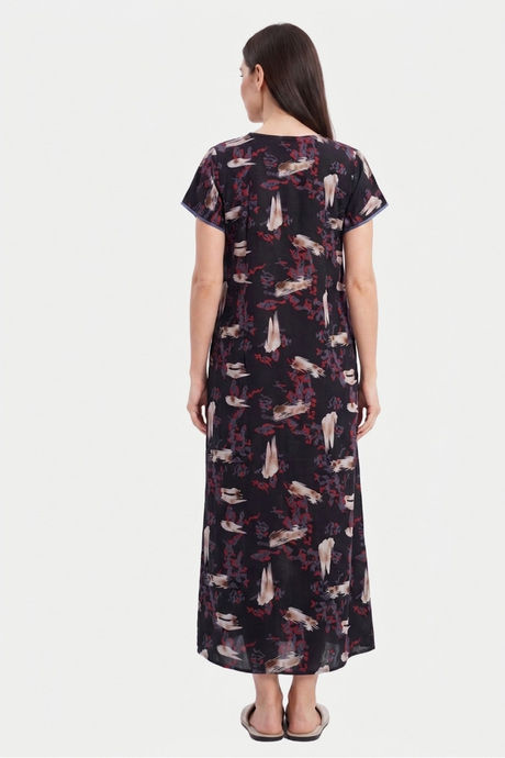 Sweet Dreams Printed Full Length Nightdress - Black — image 2