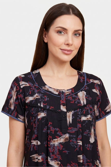 Sweet Dreams Printed Full Length Nightdress - Black — image 4