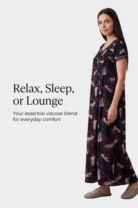 Sweet Dreams Printed Full Length Nightdress - Black — image 6
