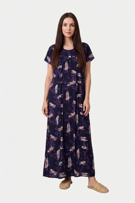 Buy Sweet Dreams Printed Full Length Nightdress - Navy