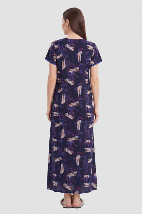 Sweet Dreams Printed Full Length Nightdress - Navy — image 2