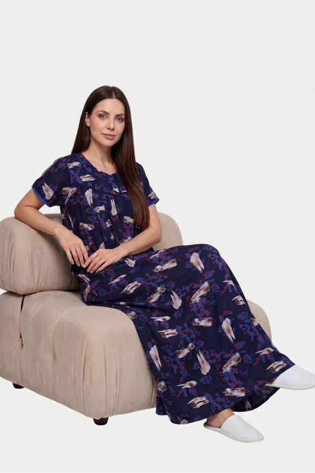 Sweet Dreams Printed Full Length Nightdress - Navy — image 3