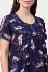 Sweet Dreams Printed Full Length Nightdress - Navy — thumbnail 4