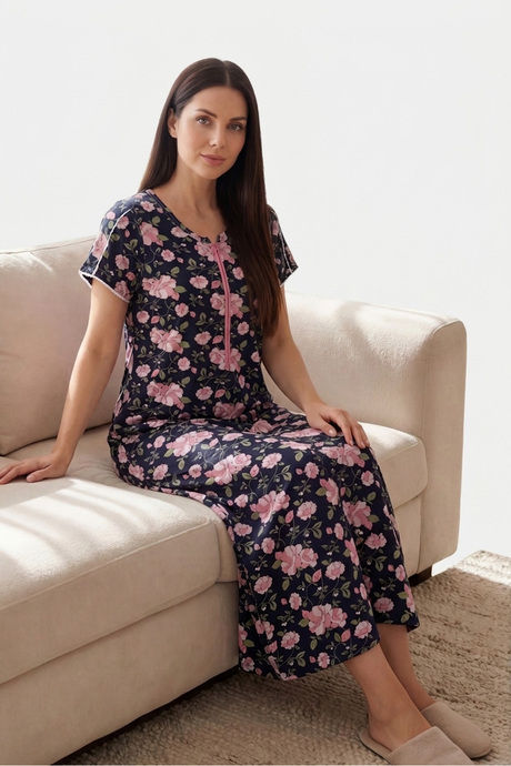 Buy Sweet Dreams Elegant Floral Print Nightdress - Blue
