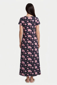 Sweet Dreams Elegant Floral Print Nightdress - Blue — thumbnail 2