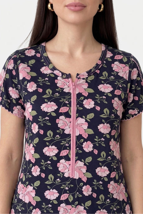 Sweet Dreams Elegant Floral Print Nightdress - Blue — image 4