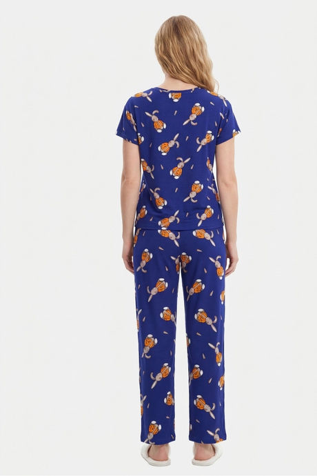 Sweet Dreams Adorable Bunny Print Pyjama Set - Navy — image 2