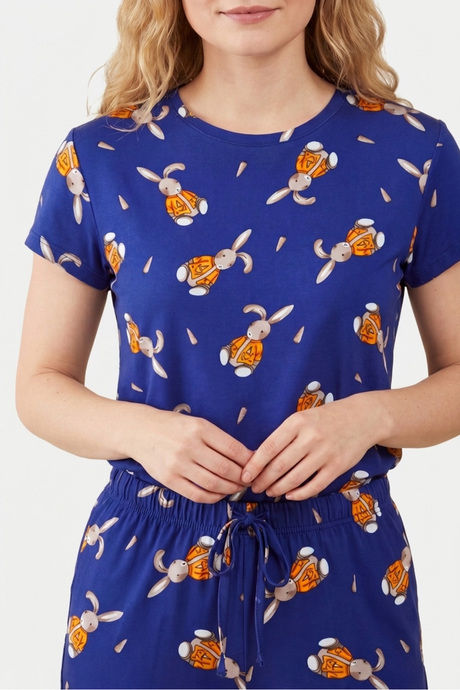 Sweet Dreams Adorable Bunny Print Pyjama Set - Navy — image 4
