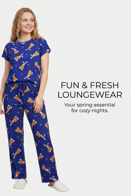 Sweet Dreams Adorable Bunny Print Pyjama Set - Navy — image 5