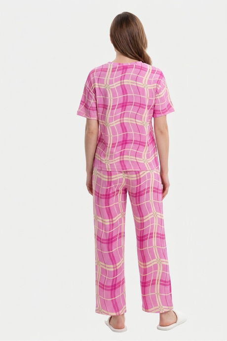 Sweet Dreams Cute Wavy Plaid Pyjama Set - Pink — image 2