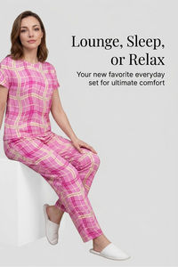 Sweet Dreams Cute Wavy Plaid Pyjama Set - Pink — thumbnail 5