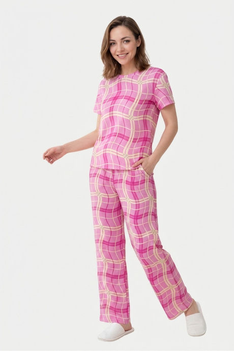 Sweet Dreams Cute Wavy Plaid Pyjama Set - Pink — image 7